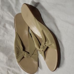 Vaneli Beige Fabric Knotted Slides Sandals 10M